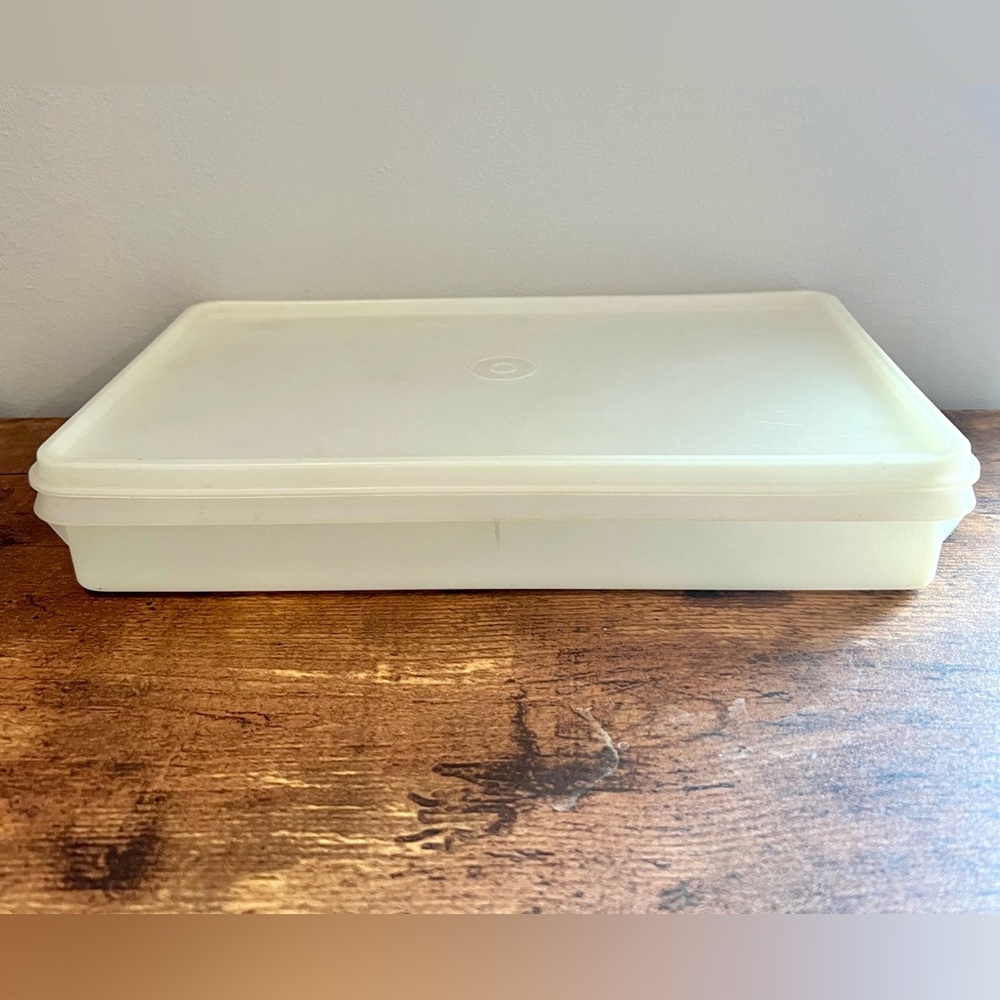 Vintage Tupperware 794-2 Bacon Deli Meat Keeper Container White Sheer Lid 795-20